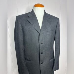 Luciano Barbera Charcoal Gray Flannel Wool Blazer